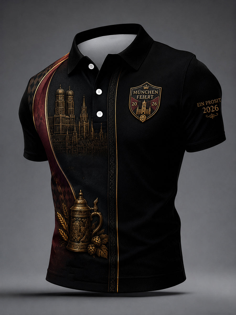 Herren-Oktoberfest-Shirt mit Kurzärmeln und Print