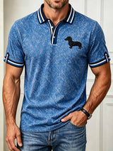 Herrenmode Dackel-Druck Polo-Shirt im Business-Stil