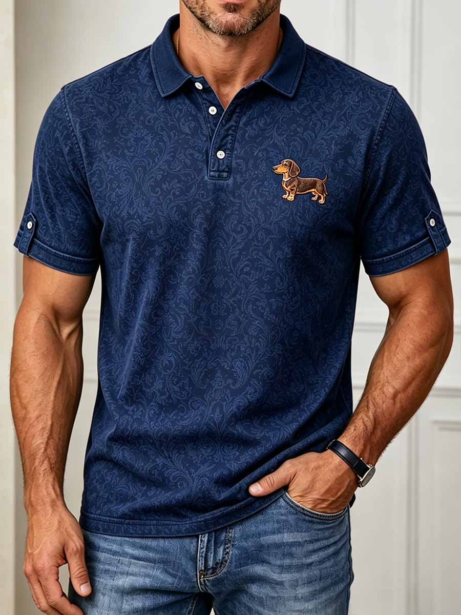 Herren Mode Dackel Business-Stil Bedrucktes Polo-Shirt