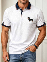 Herrenmode Dackel-Druck Polo-Shirt im Business-Stil