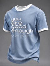 Herren-T-Shirt mit viralem Meme: Du bist gut genug – deutsche Affirmation