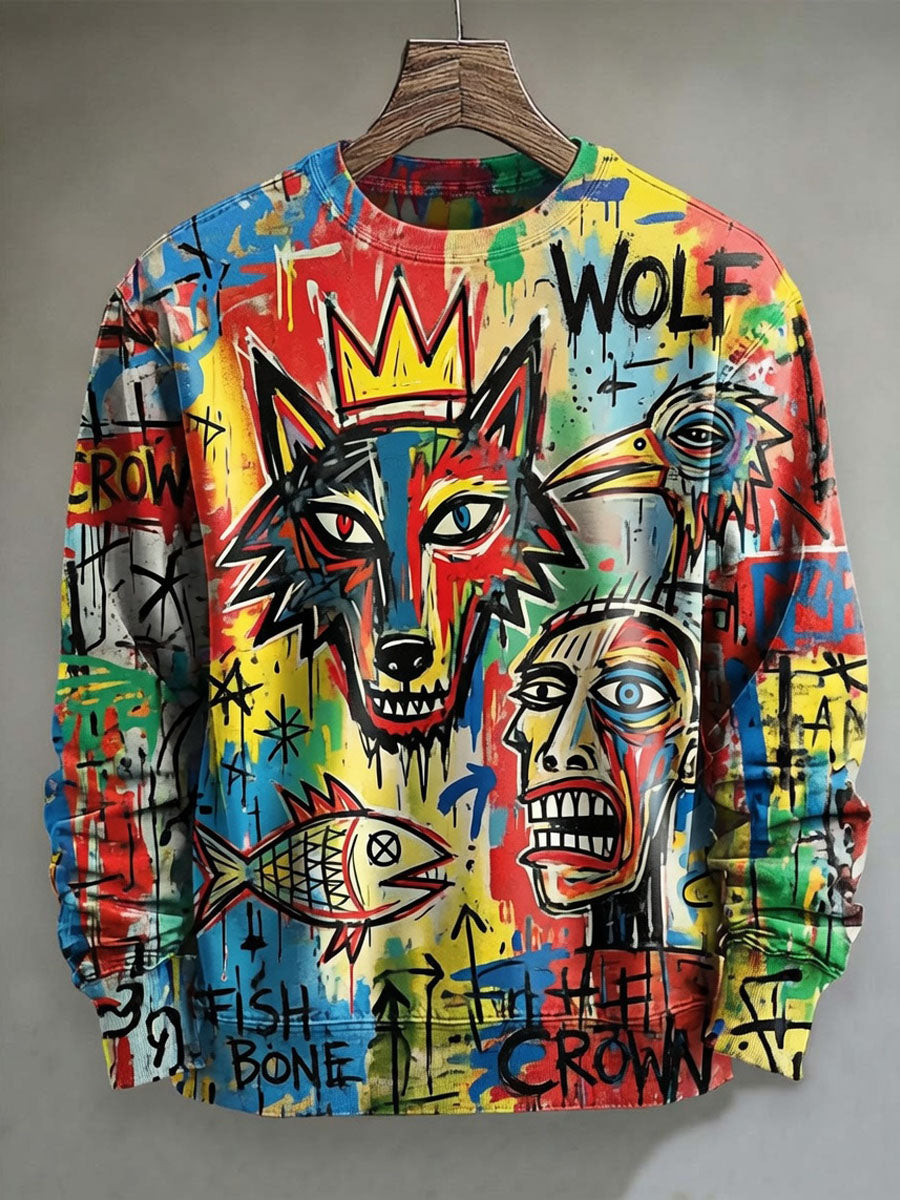 Herren-Artikel mit abstraktem Kunstdruck, lässiges Langarm-Sweatshirt